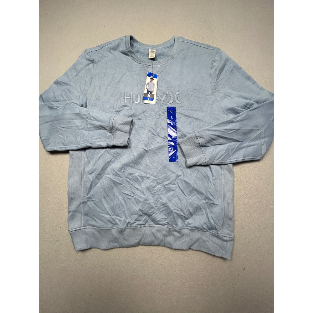 Hurley Sweatshirt Cotton Blend Light Blue Large Mens
